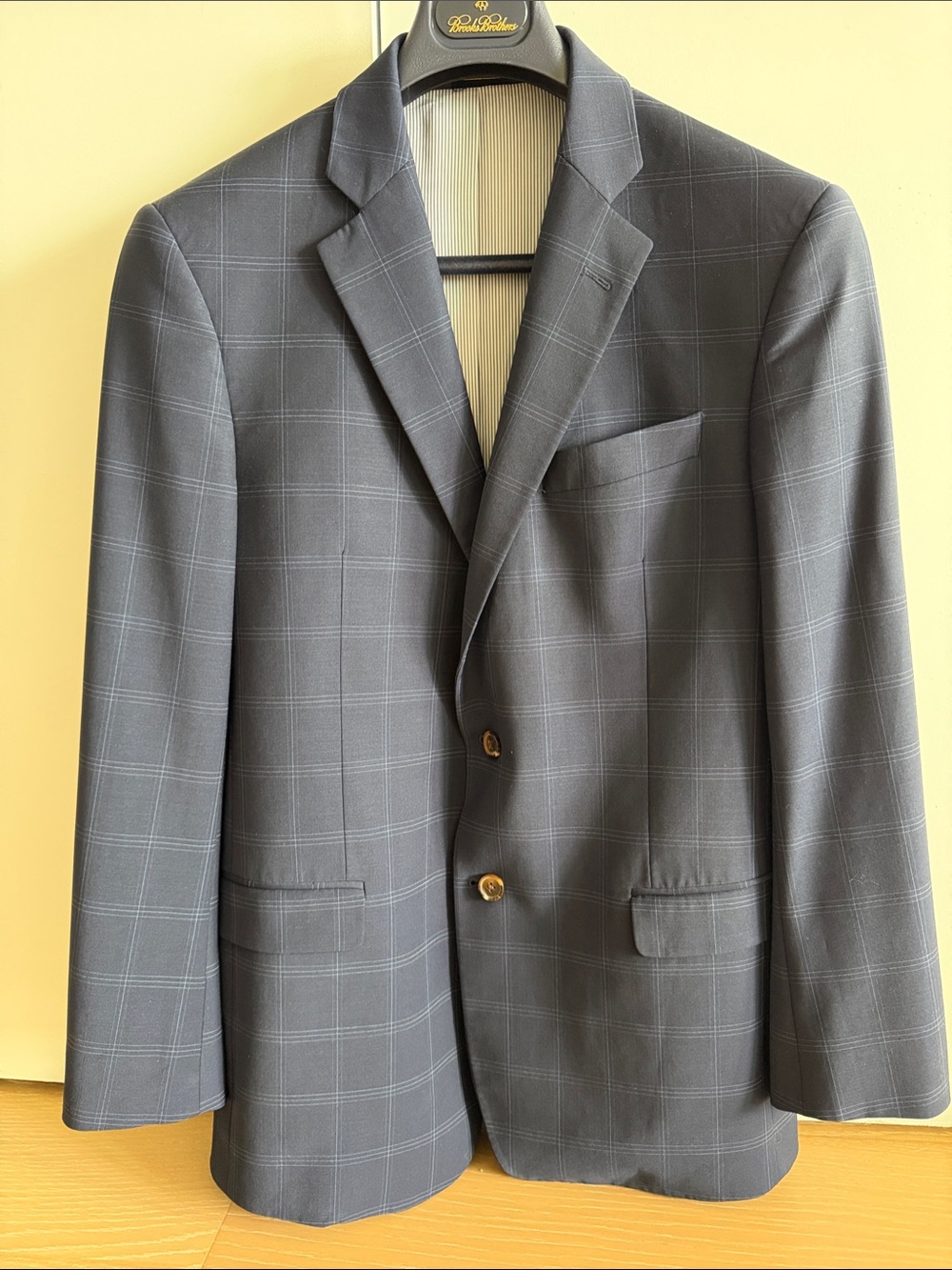 Men's Navy Windowpane Blazer - Classic Tailored Jacket